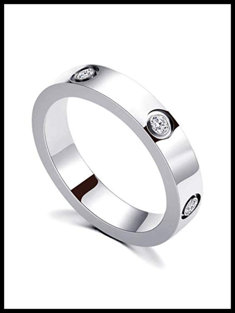 18K Gold Plated Stainless Steel Cubic Zirconia Promise Ring Wedding Band